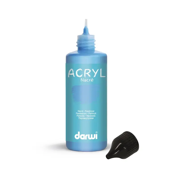 Darwi Flacon de 80 ml de Peinture Acrylique Universelle Nacrée - Bleu nacré