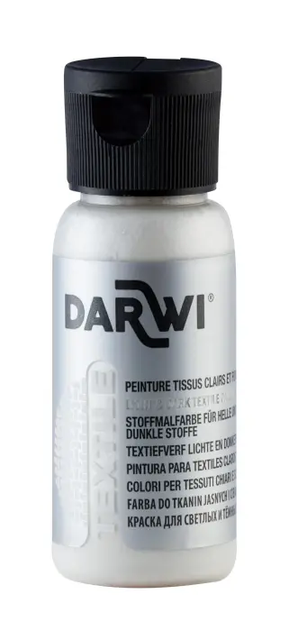 DARWI Flacon de 50 ml de Peinture Textile Nacrée - Blanc nacré
