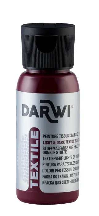DARWI Flacon de 50 ml de Peinture Textile Opaque - Rouge cerise