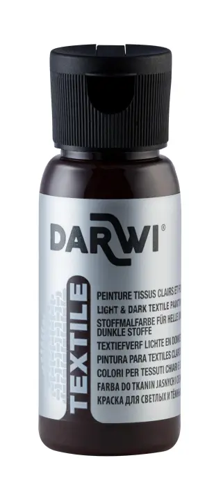 DARWI Flacon de 50 ml de Peinture Textile Opaque - Marron foncé
