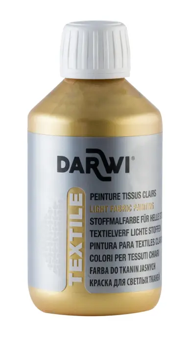 DARWI Flacon de 250 ml de Peinture Textile Métallique - Or