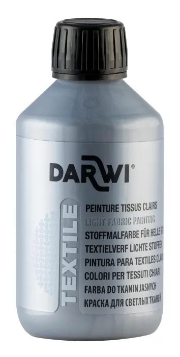 DARWI Flacon de 250 ml de Peinture Textile Métallique - Argent