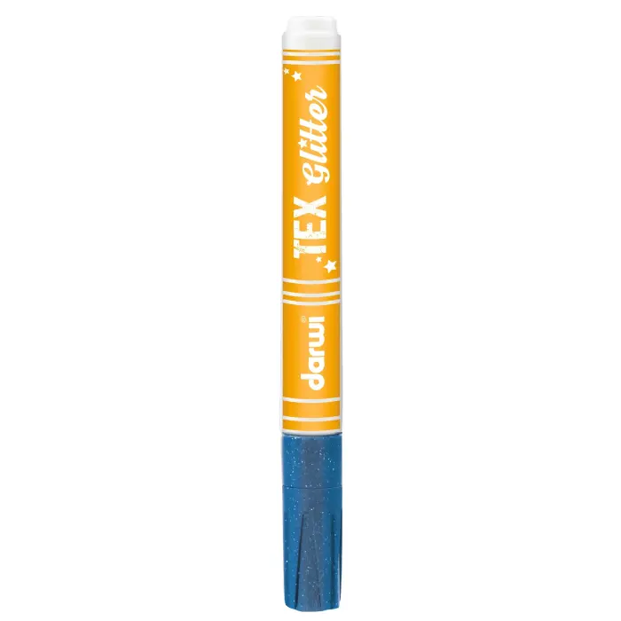 DARWI Marqueur Peinture Textile Pailletée Pointe Conique Fine 2mm - Bleu nacré