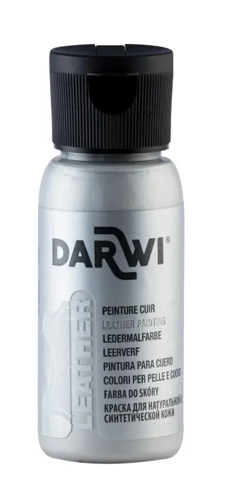 DARWI Flacon de 50 ml de Peinture sur Cuir - Argent