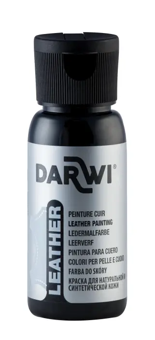 DARWI Flacon de 50 ml de Peinture sur Cuir - Noir