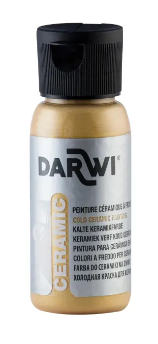 DARWI Flacon de 50 ml de Peinture sur Céramique à Froid - Or