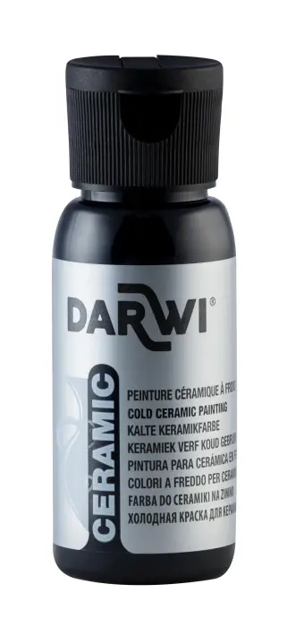 DARWI Flacon de 50 ml de Peinture sur Céramique à Froid - Noir