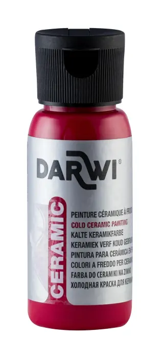 DARWI Flacon de 50 ml de Peinture sur Céramique à Froid - Carmin