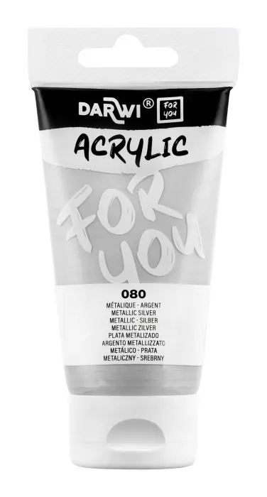 Darwi For You tube de peinture acrylique 75 ml - Argent métallisé - New