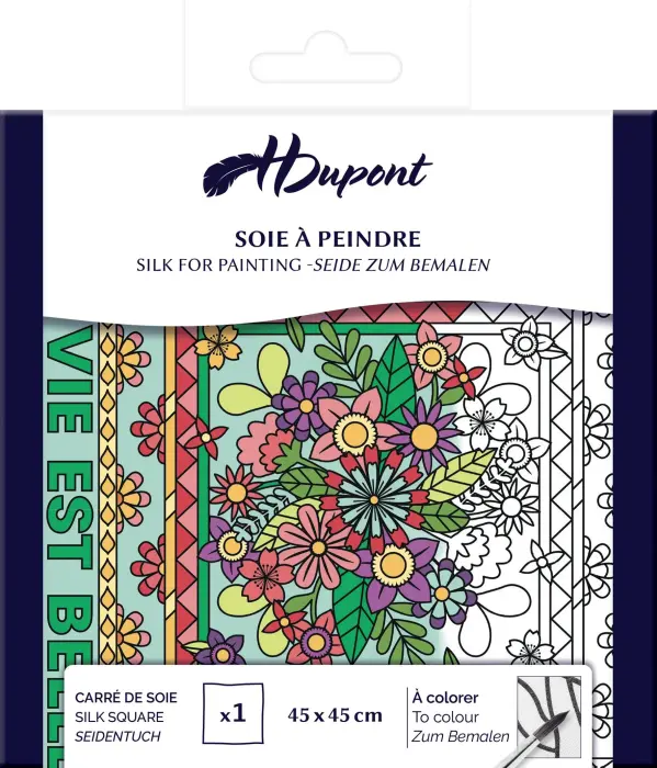 CARRÉ 100% soie - 45x45cm La vie en fleurs - Blanc - New