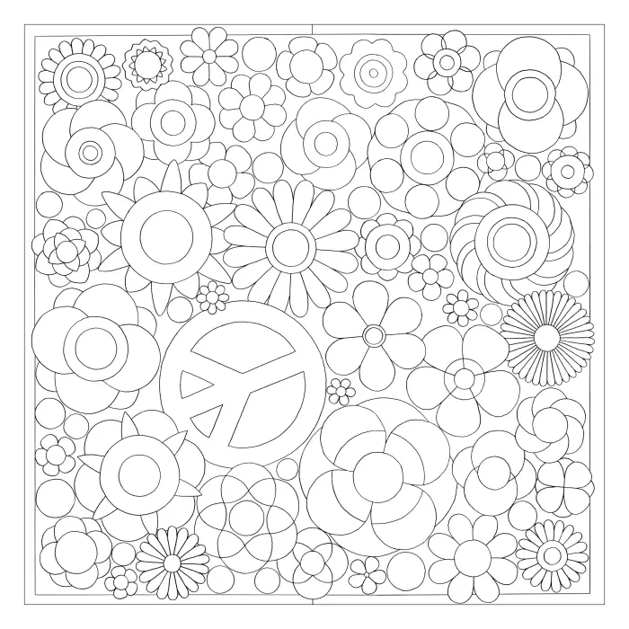 Carré 100% soie - 90x90cm Peace - Blanc