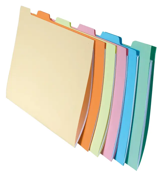 Paquet de 10x6 chemises compartiments a onglets pour tiroir SUPER 210 - 24x32cm - Couleurs assorties