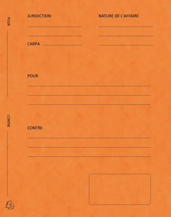 Paquet de 25 dossiers de plaidoirie Pour/Contre carte lustrée 25x32cm - Orange