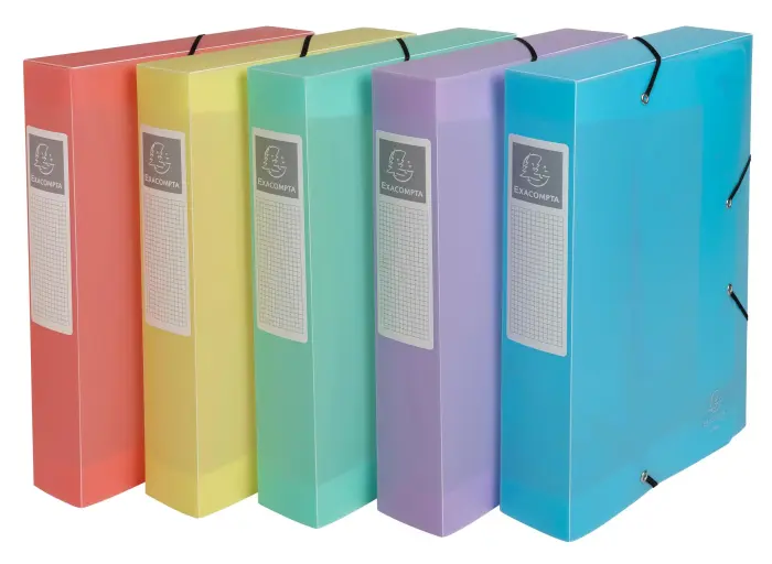 Boite de classement Exabox Dos 60mm Polypropylène 7/10e Chromaline pastel - A4 - Couleurs assorties