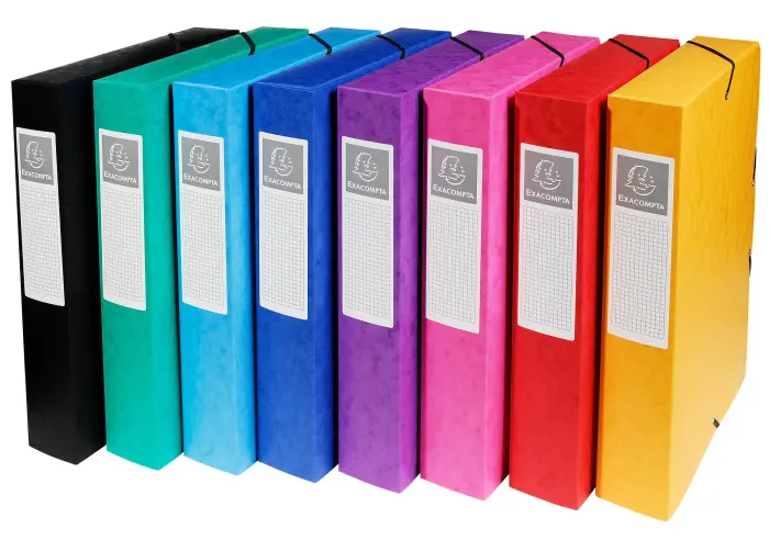Boite de classement Exabox Dos 60mm Carte lustrée - A4 - Couleurs assorties