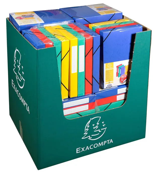 Lot de 4 boîtes de classement dos 40mm carte marbrée - A4 - Couleurs assorties