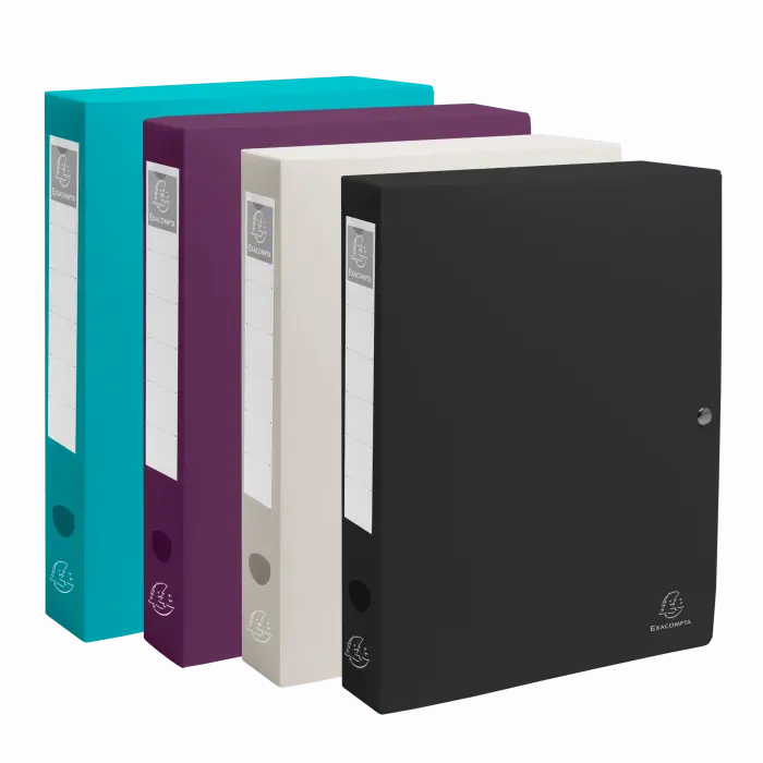 Boite de classement à pression dos 40mm PP recyclé Titane - Couleurs assorties - New