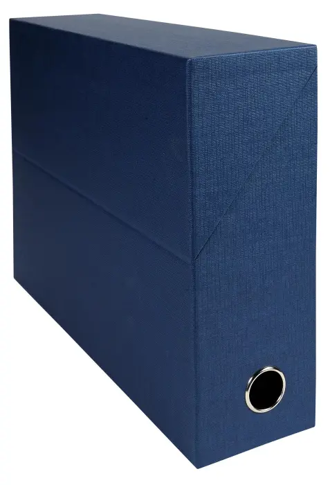 Boite transfert Dos 90mm papier toilé - Bleu foncé