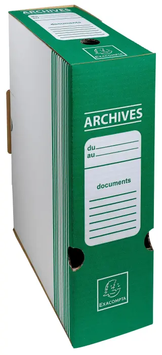 Boite archive Dos 100mm carton ondulé couleurs - 25x34cm - Vert