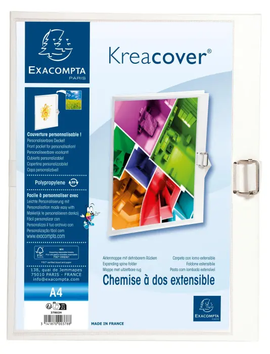 Chemise dos extensible Krea Cover® - 24x32cm - Blanc