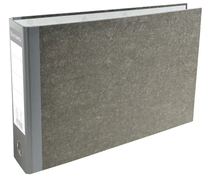 Classeur à levier papier marbre gris dos de 70mm - A4 horizontal. - Gris-dos gris