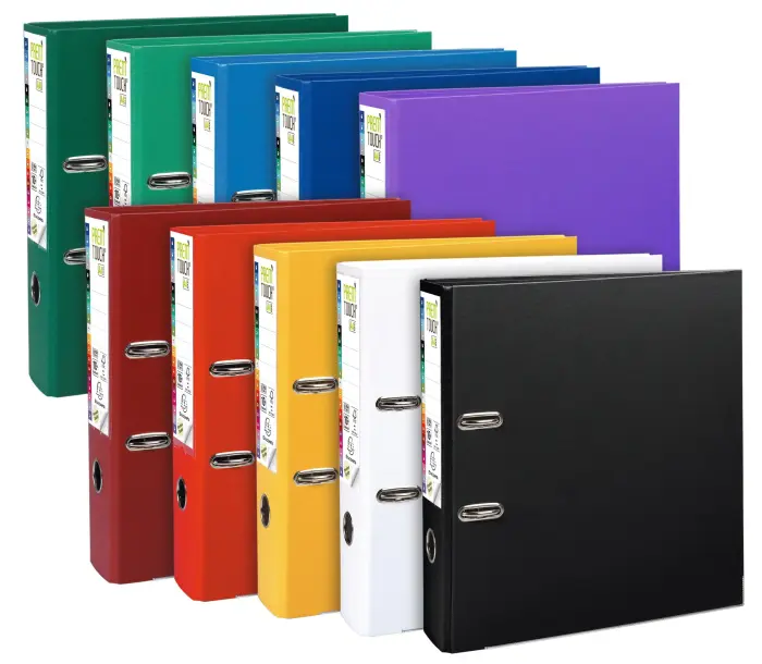 Classeur à levier Prem'Touch intérieur et extérieur en polypropylène - Dos 80mm - A4 maxi - Couleurs assorties