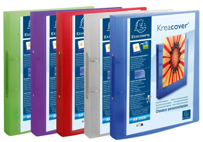 Classeur 2 anneaux 30mm polypropylène chromaline 7/10e Krea Cover - A4 maxi - Couleurs assorties