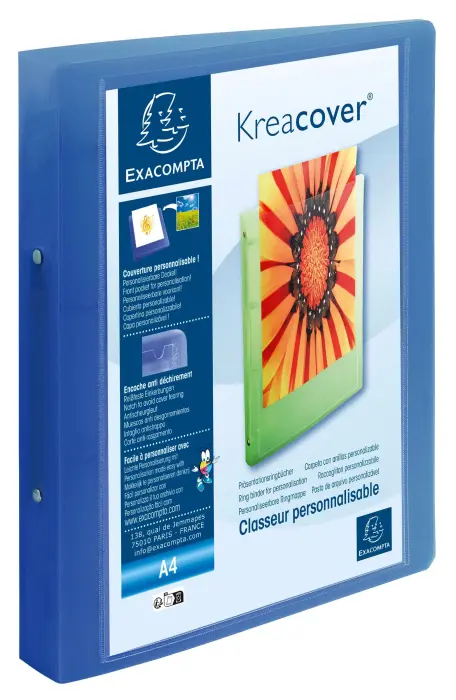 Classeur 2 anneaux 30mm polypropylène chromaline 10/10e Krea Cover - A4 maxi - Couleurs assorties