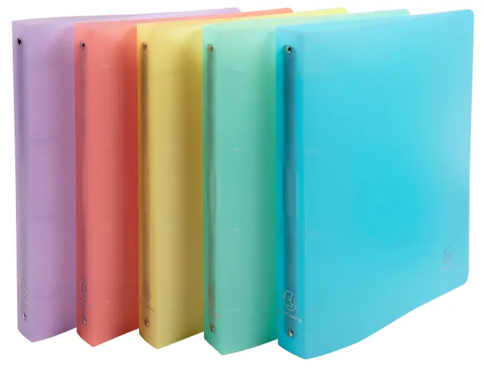 Classeur 4 anneaux 30 mm polypropylène Chromaline Pastel - A4 Maxi - Couleurs assorties