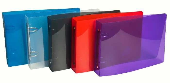 Classeur pour fiches bristol 125x200 2 anneaux 25mm polypropylène Crystal colours - Couleurs assorties