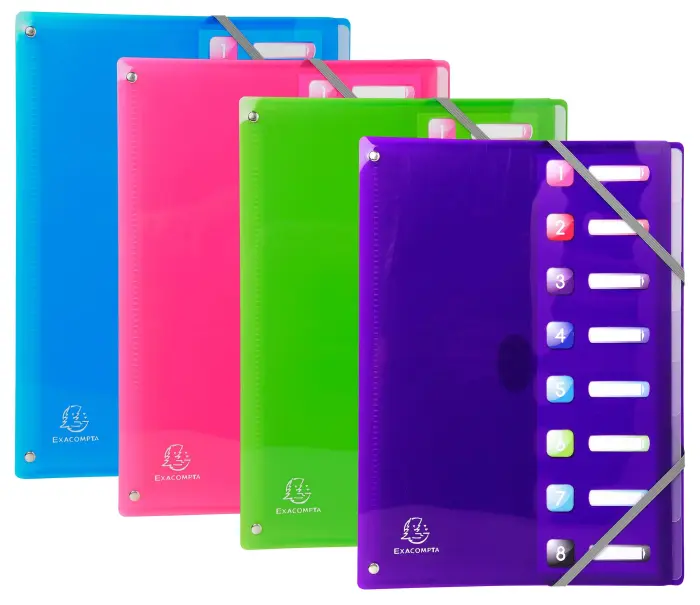 Trieur extensible en polypropylène 8 compartiments IDERAMA PP - A4 - Couleurs assorties