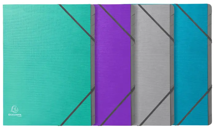 Trieur agrafé 3 rabats avec élastiques 12 compartiments Tekso - A4 - Couleurs assorties