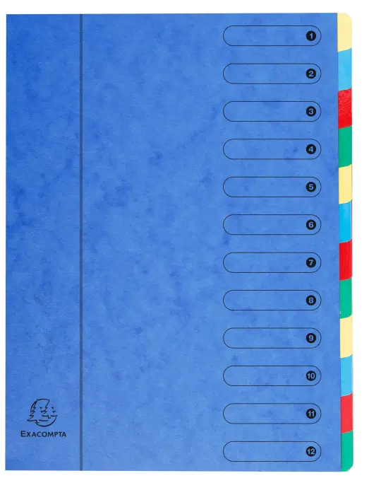 Trieur extensible Harmonika sans élastique fenêtres imprimées 12 compartiments - A4 - Bleu