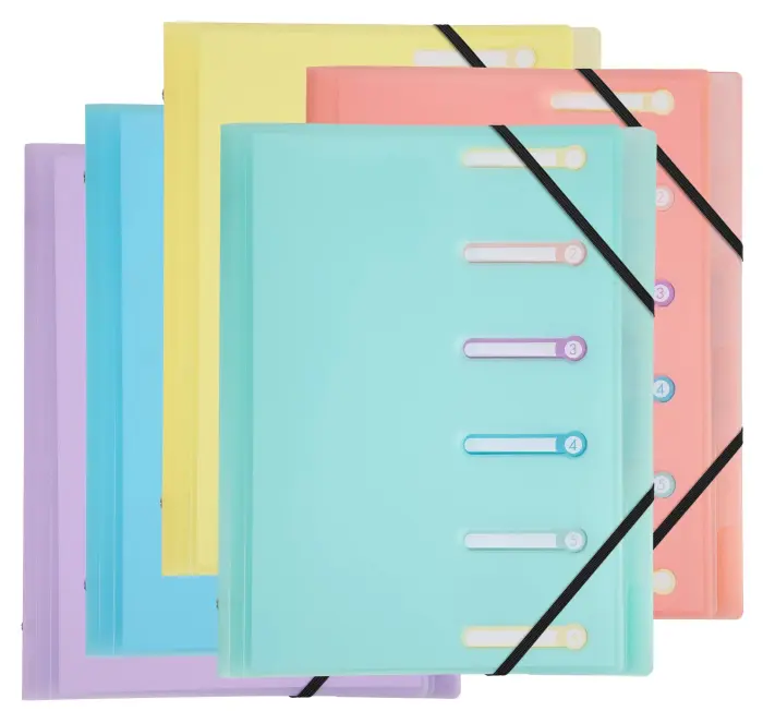 Trieur polypropylène 3 rabats Chromaline Pastel 6 compartiments - Couleurs assorties