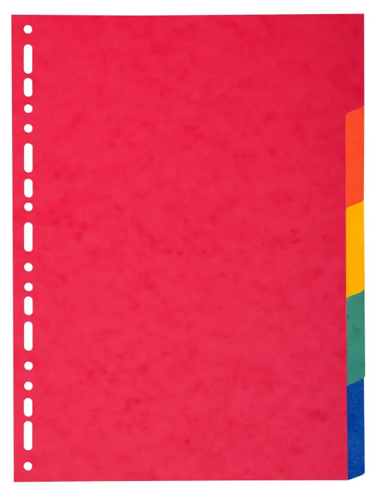 Intercalaires carte 220g 5 positions - A4 maxi - Couleurs assorties