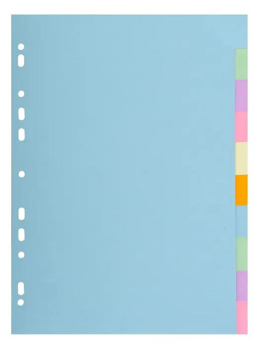 Intercalaires carte pastel 170g Forever 10 positions - A4 - Couleurs assorties