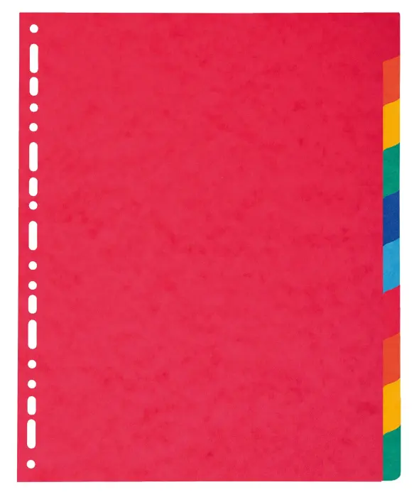 Intercalaires en véritable carte lustrée souple 225g/m2 FSC® avec 10 onglets neutres - Couleurs assorties