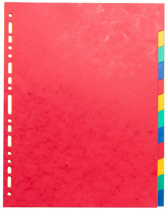 Intercalaires carte lustrée 225g 12 positions - format 24x32cm - Couleurs assorties
