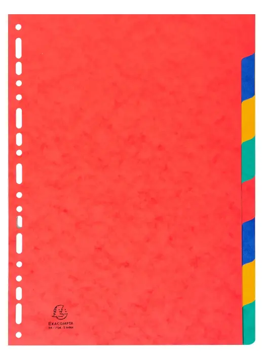 Intercalaires carte lustrée 225g 8 positions - A4 - Couleurs assorties
