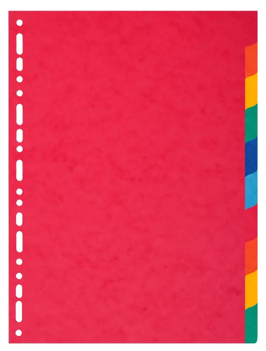Intercalaires carte lustrée 225g 10 positions - A4 - Couleurs assorties