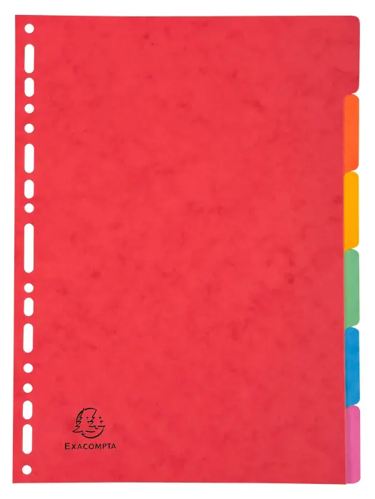 Intercalaires carte lustrée 400g 6 positions - A4 - Couleurs assorties