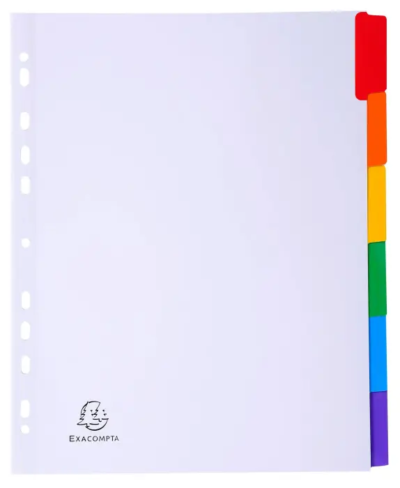 Intercalaires carte blanche 160g - 6 positions - A4+ - Blanc