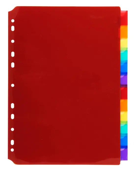 Intercalaires PP transparent couleurs avec porte étiquette A4 12 positions - Couleurs assorties