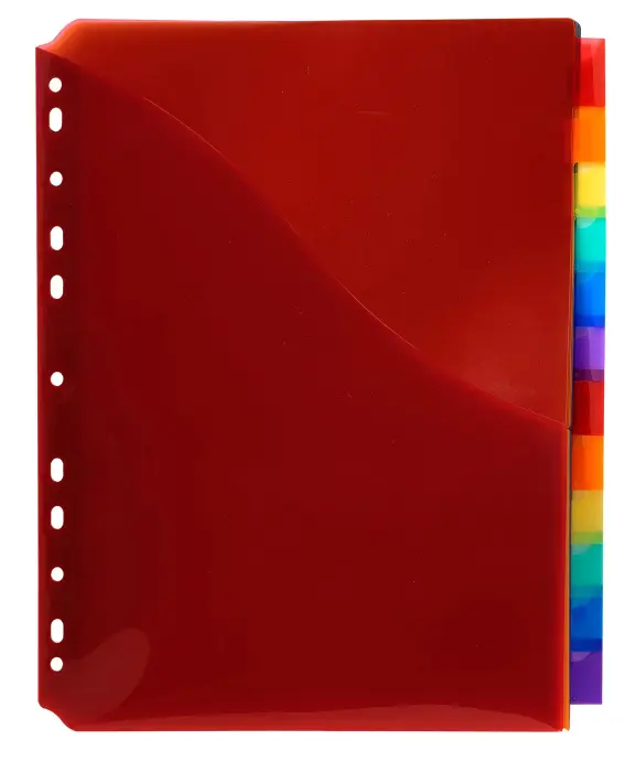 Intercalaires avec pochette polypropylène 12 positions - A4 maxi - Couleurs assorties