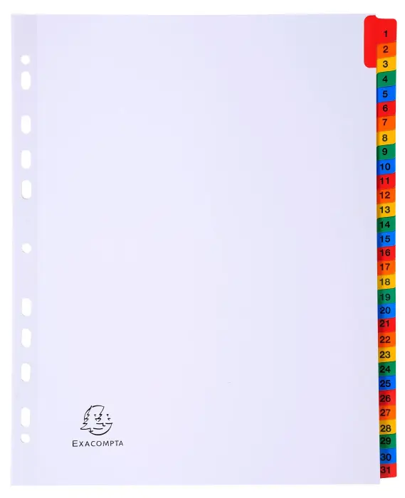 Intercalaires Imprimés numériques carte blanche 160g- 31 positions - A4 Maxi - Blanc