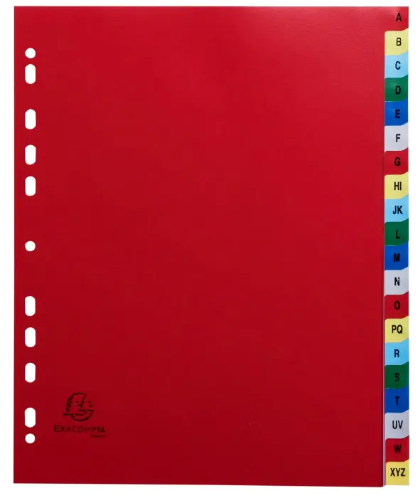 Intercalaires imprimés alphabétique PP couleurs 12/100e - 20 positions - A4+ - Assorties vives