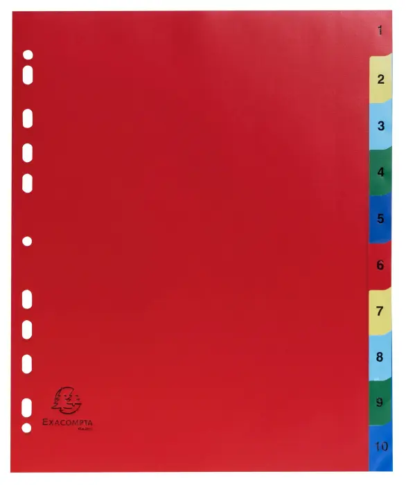 Intercalaires imprimés numériques PP couleurs 12/100e - 10 positions - A4+ - Assorties vives