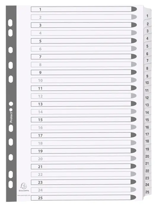 Intercalaires imprimés numériques carte blanche - 25 Positions - A4 - Blanc