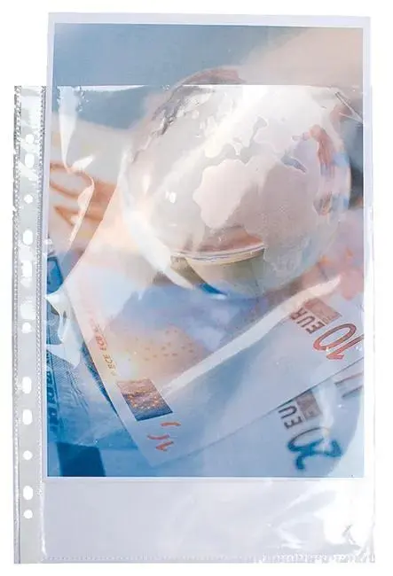 Sachet de 10 pochettes perforées polypropylène lisse haute qualité 9/100e - 24x32cm vertical - Cristal