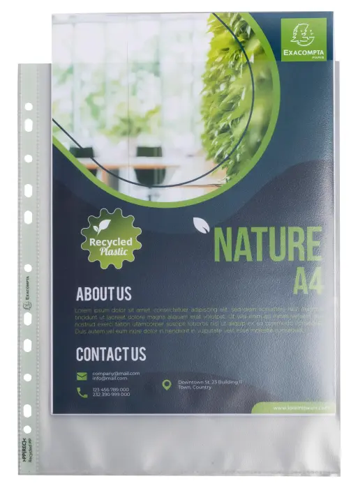 Sachet de 50 pochettes perforées PP recyclé Forever 9/100e - A4 Maxi - Translucide